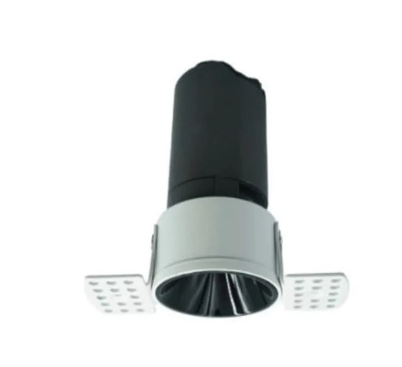Trimless adjustable recessed spotlight with plaster-in frame