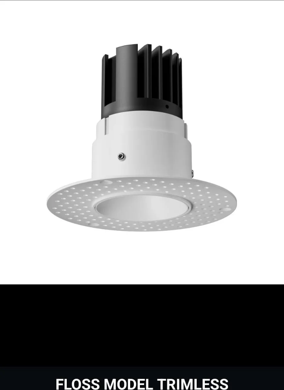 Trimless recessed COB spotlight with plaster-in frame