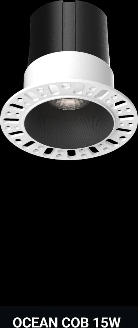 Round recessed COB downlight with black anti-glare reflector