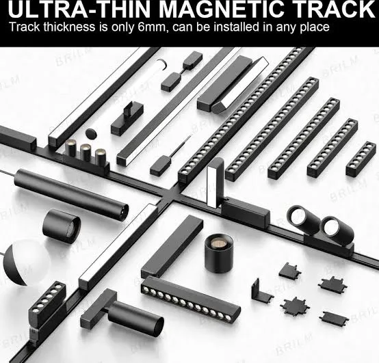 Ultra-thin magnetic track profile with connectors and modules