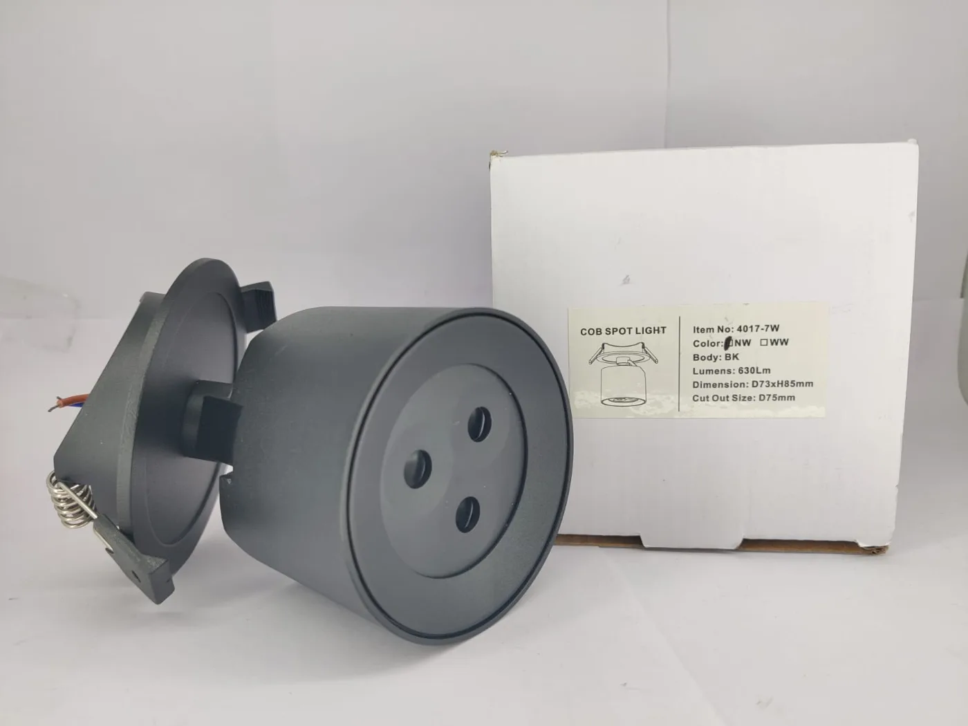Round recessed light with three adjustable spot heads