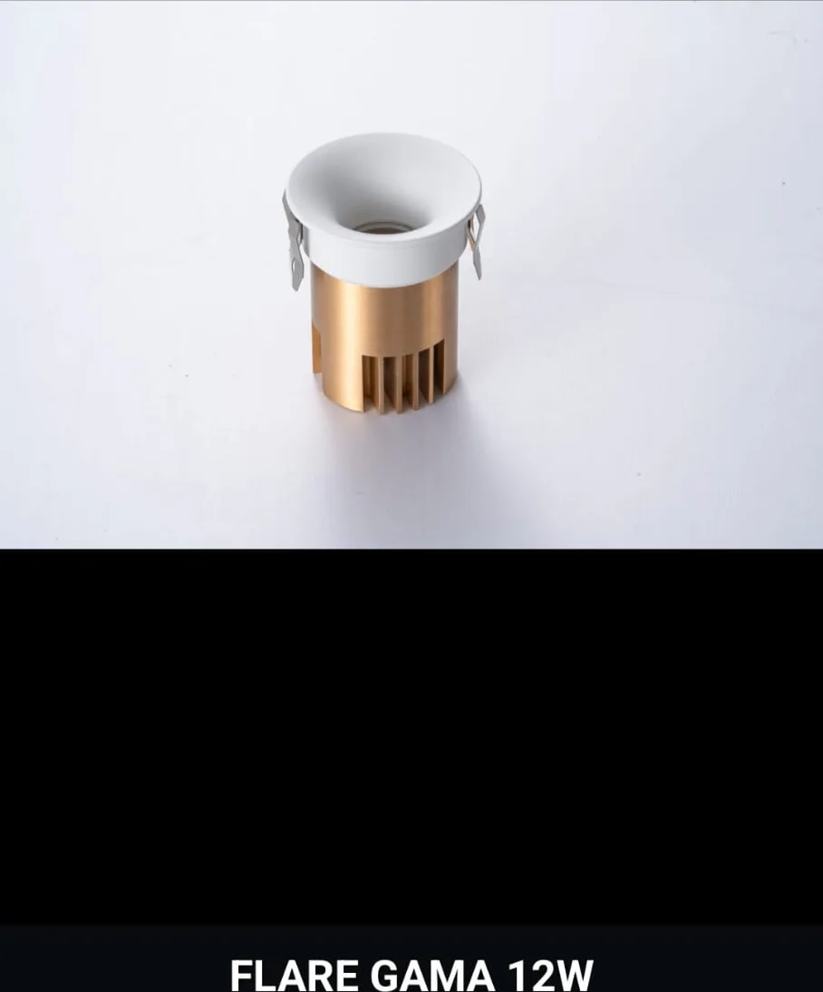 Mini recessed spotlight with white trim and brass body