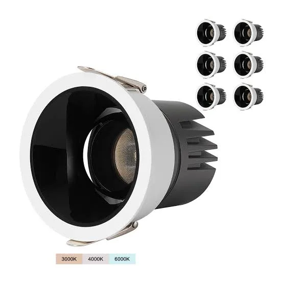 Large recessed COB downlight with wide black reflector