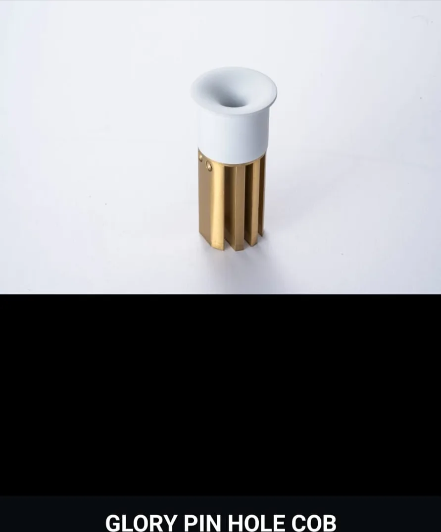 Pin hole COB spotlight with slim white body and brass detail