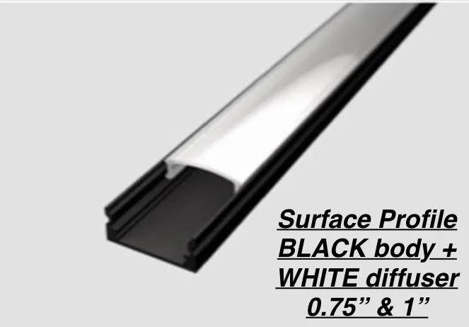 Surface LED profile light with black body and white diffuser